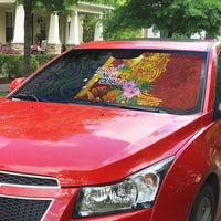 Papua New Guinea Independence Day Auto Sun Shade Birds-of-Paradise Melanesian Tattoos Tropical Plants LT03 - Polynesian Pride