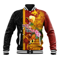 Papua New Guinea Independence Day Baseball Jacket Birds-of-Paradise Melanesian Tattoos Tropical Plants LT03 Unisex Multicolor - Polynesian Pride