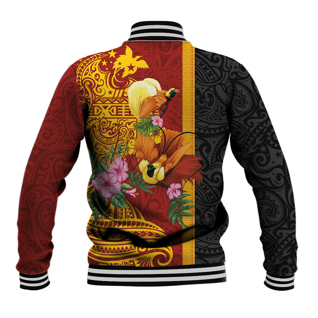 Papua New Guinea Independence Day Baseball Jacket Birds-of-Paradise Melanesian Tattoos Tropical Plants LT03 - Polynesian Pride