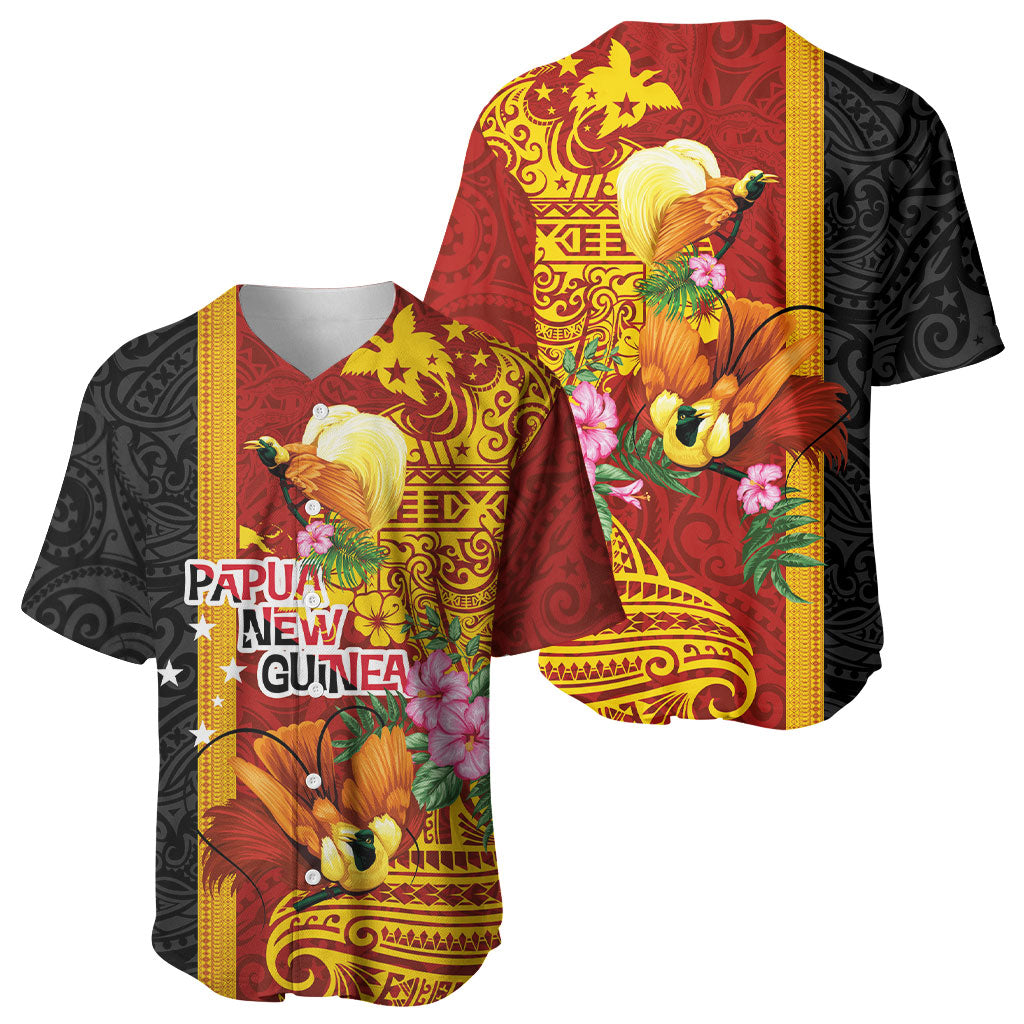 Papua New Guinea Independence Day Baseball Jersey Birds-of-Paradise Melanesian Tattoos Tropical Plants LT03 - Polynesian Pride