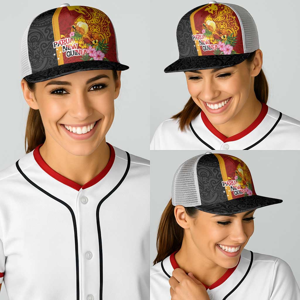 Papua New Guinea Independence Day Baseball Net Cap Birds-of-Paradise Melanesian Tattoos Tropical Plants LT03 - Polynesian Pride