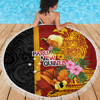 Papua New Guinea Independence Day Beach Blanket Birds-of-Paradise Melanesian Tattoos Tropical Plants LT03 - Polynesian Pride