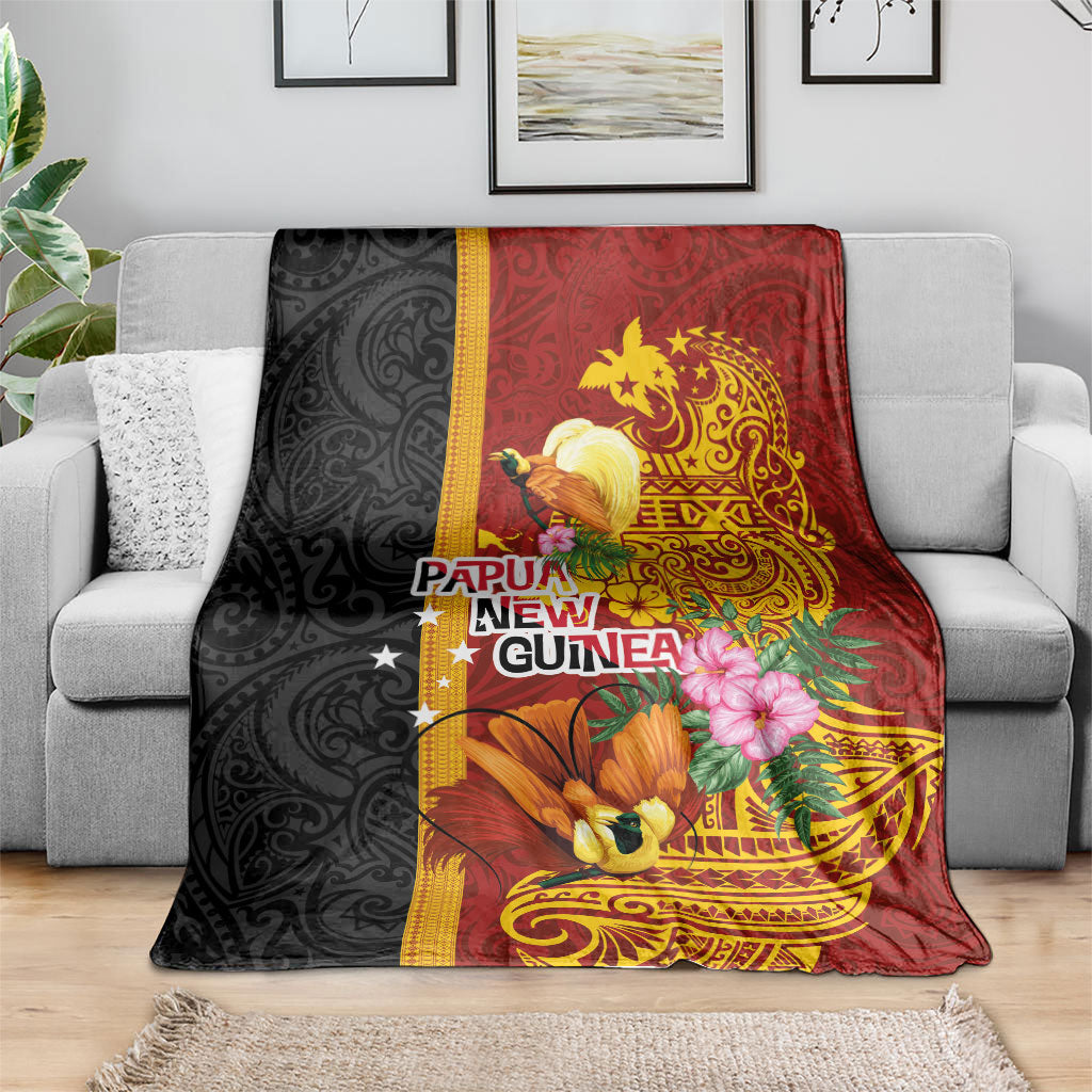 Papua New Guinea Independence Day Blanket Birds-of-Paradise Melanesian Tattoos Tropical Plants LT03 - Polynesian Pride