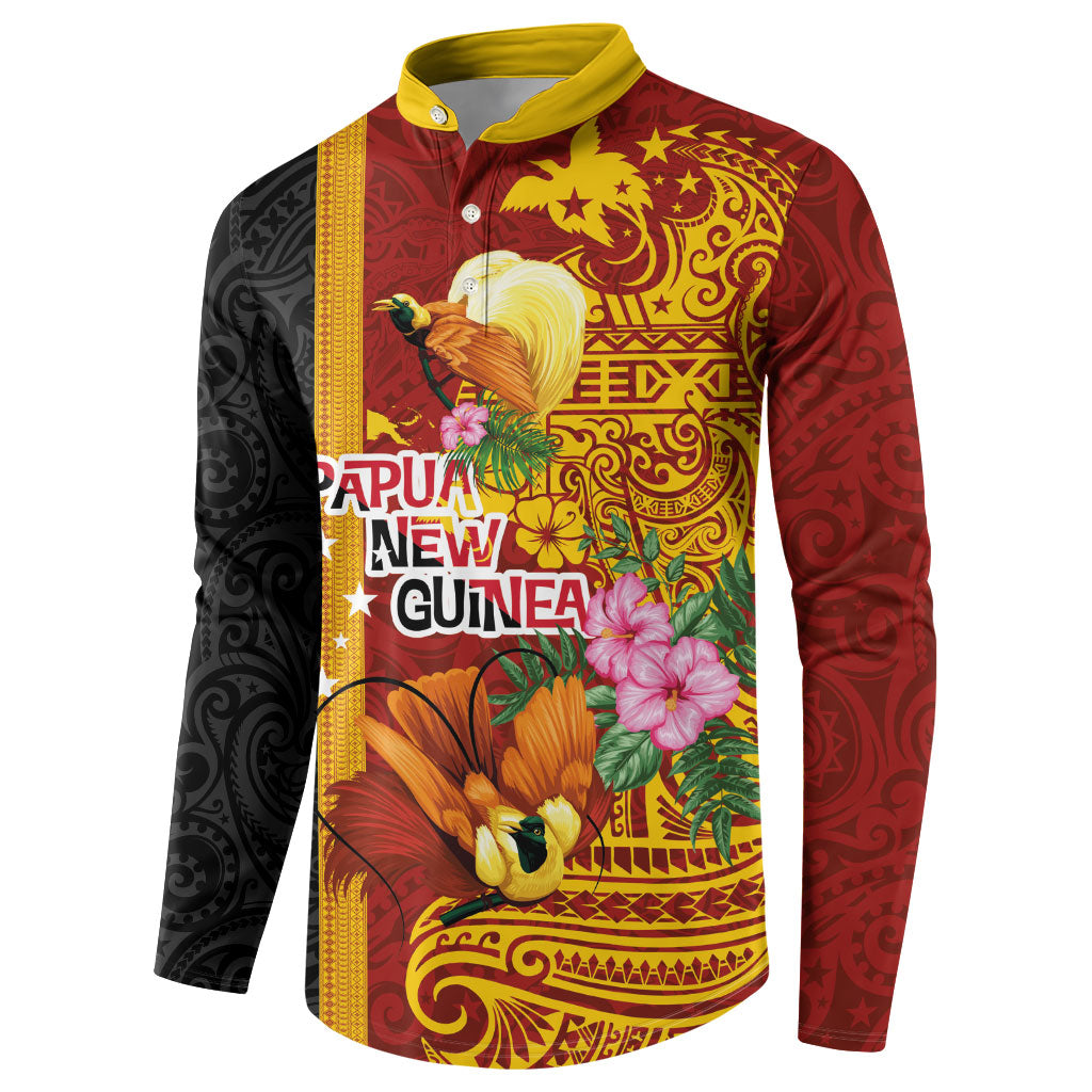 Papua New Guinea Independence Day Button Sweatshirt Birds-of-Paradise Melanesian Tattoos Tropical Plants LT03 - Polynesian Pride
