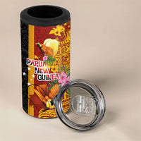 Papua New Guinea Independence Day 4 in 1 Can Cooler Tumbler Birds-of-Paradise Melanesian Tattoos Tropical Plants LT03 - Polynesian Pride
