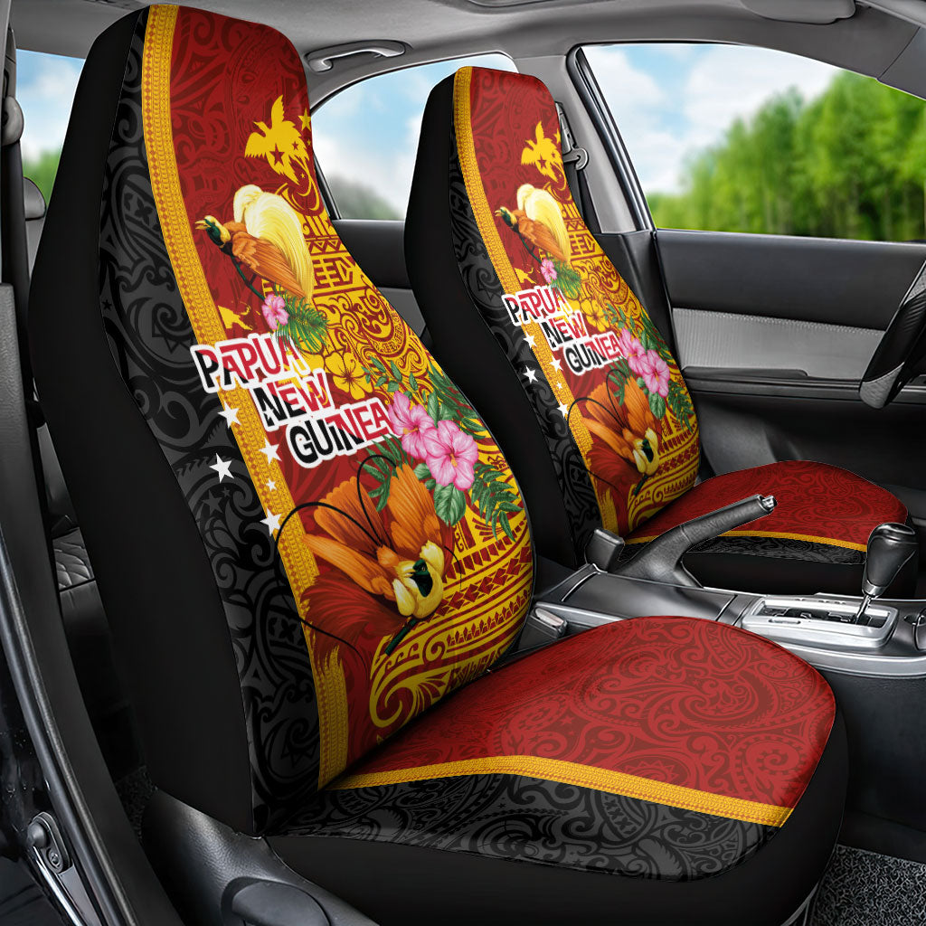Papua New Guinea Independence Day Car Seat Cover Birds-of-Paradise Melanesian Tattoos Tropical Plants LT03 - Polynesian Pride