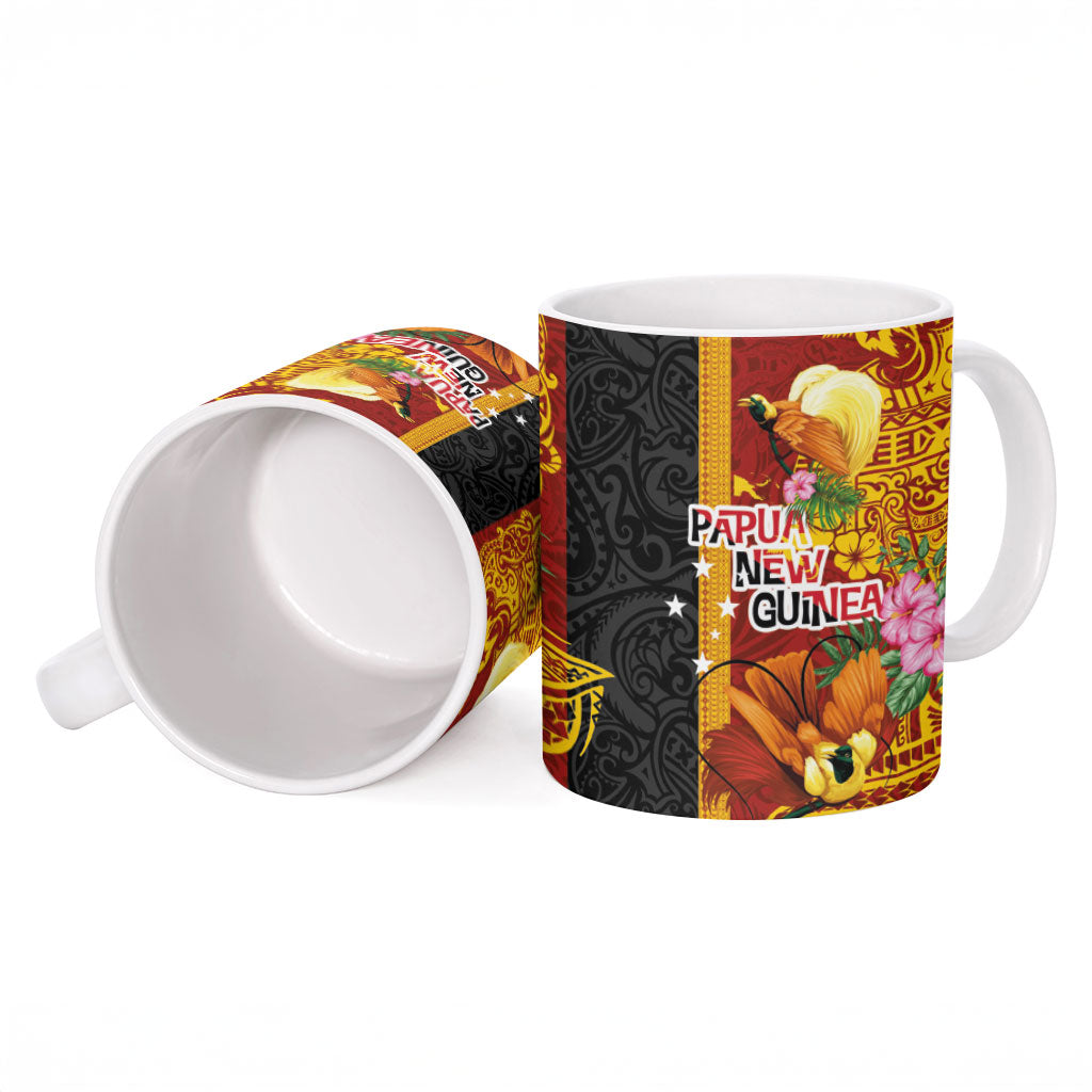 Papua New Guinea Independence Day Ceramic Mug Birds-of-Paradise Melanesian Tattoos Tropical Plants LT03 - Polynesian Pride