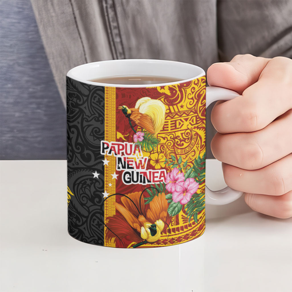 Papua New Guinea Independence Day Ceramic Mug Birds-of-Paradise Melanesian Tattoos Tropical Plants LT03 - Polynesian Pride