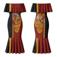 Papua New Guinea Independence Day Couples Matching Mermaid Dress and Hawaiian Shirt Birds-of-Paradise Melanesian Tattoos Tropical Plants LT03 - Polynesian Pride
