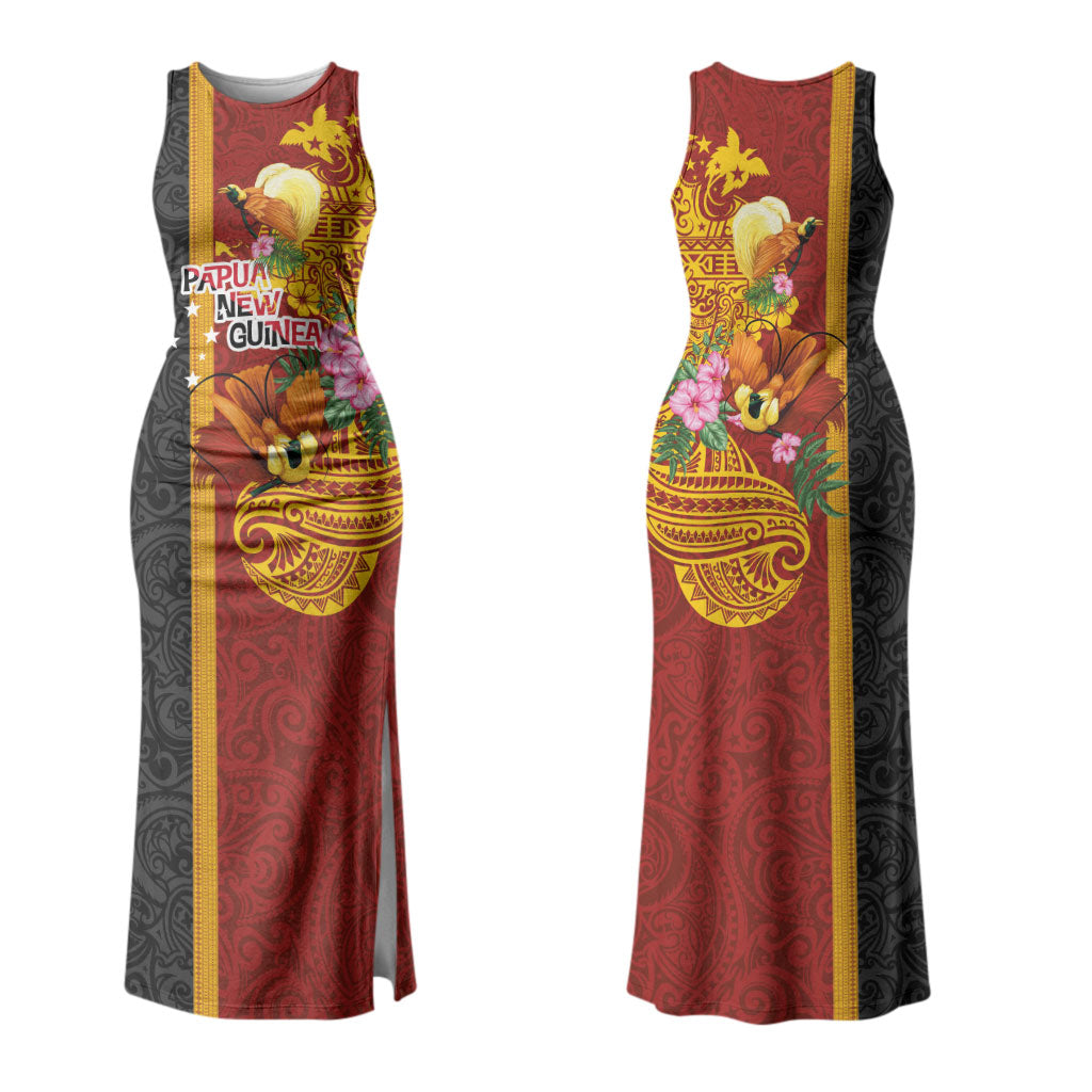 Papua New Guinea Independence Day Couples Matching Tank Maxi Dress and Hawaiian Shirt Birds-of-Paradise Melanesian Tattoos Tropical Plants LT03 - Polynesian Pride