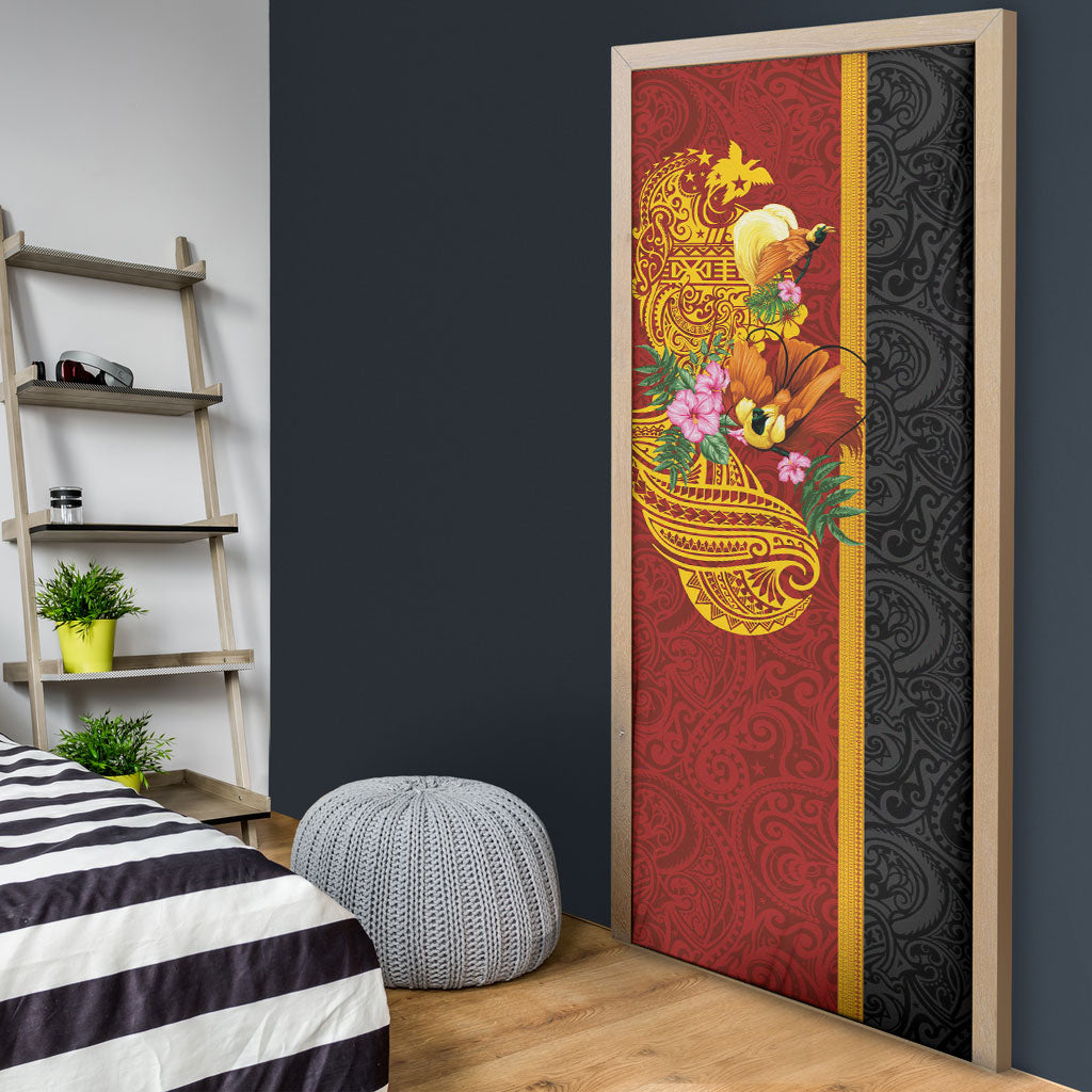 Papua New Guinea Independence Day Door Cover Birds-of-Paradise Melanesian Tattoos Tropical Plants LT03 - Polynesian Pride