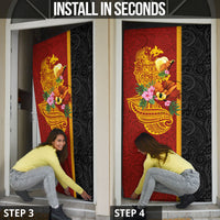Papua New Guinea Independence Day Door Cover Birds-of-Paradise Melanesian Tattoos Tropical Plants LT03 - Polynesian Pride