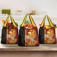 Papua New Guinea Independence Day Grocery Bag Birds-of-Paradise Melanesian Tattoos Tropical Plants LT03 3-pack One Size Multicolor - Polynesian Pride
