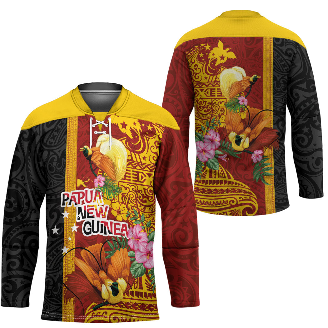 Papua New Guinea Independence Day Hockey Jersey Birds-of-Paradise Melanesian Tattoos Tropical Plants LT03 - Polynesian Pride