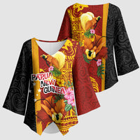 Papua New Guinea Independence Day Kimono Sleeve Blouse Birds-of-Paradise Melanesian Tattoos Tropical Plants LT03 - Polynesian Pride