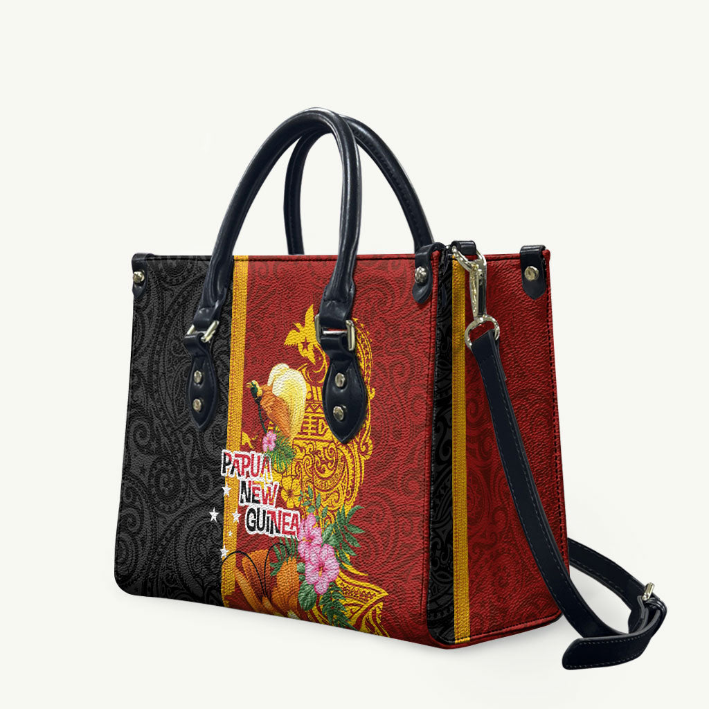 Papua New Guinea Independence Day Leather Bag Birds-of-Paradise Melanesian Tattoos Tropical Plants LT03 Multicolor - Polynesian Pride