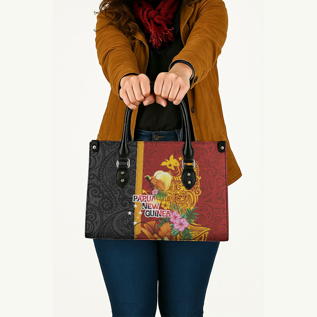 Papua New Guinea Independence Day Leather Bag Birds-of-Paradise Melanesian Tattoos Tropical Plants LT03 - Polynesian Pride