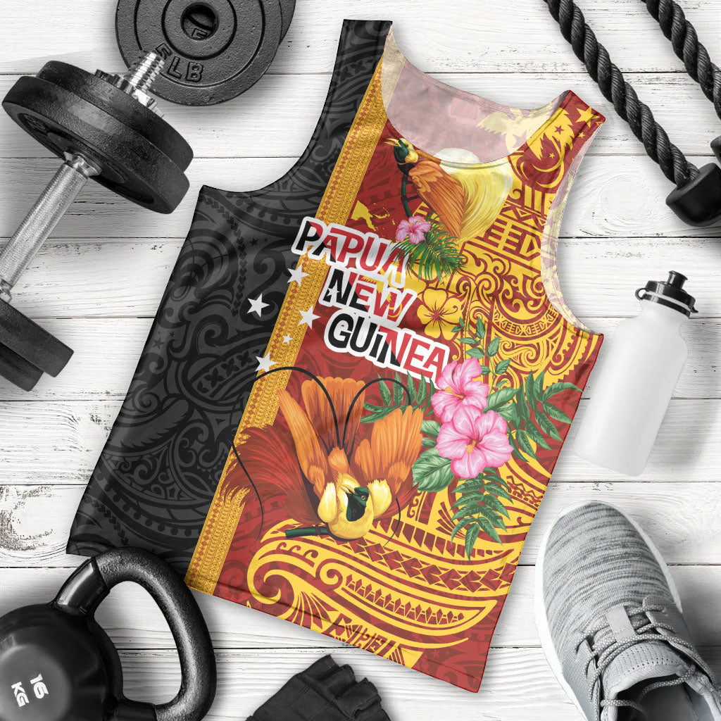 Papua New Guinea Independence Day Men Tank Top Birds-of-Paradise Melanesian Tattoos Tropical Plants LT03 - Polynesian Pride