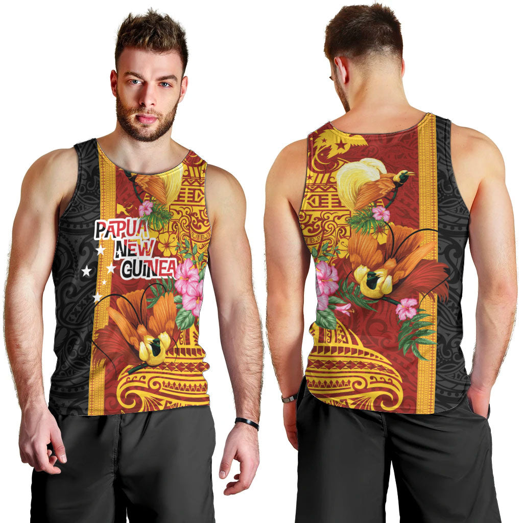 Papua New Guinea Independence Day Men Tank Top Birds-of-Paradise Melanesian Tattoos Tropical Plants LT03 - Polynesian Pride
