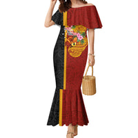 Papua New Guinea Independence Day Mermaid Dress Birds-of-Paradise Melanesian Tattoos Tropical Plants LT03 Women Multicolor - Polynesian Pride