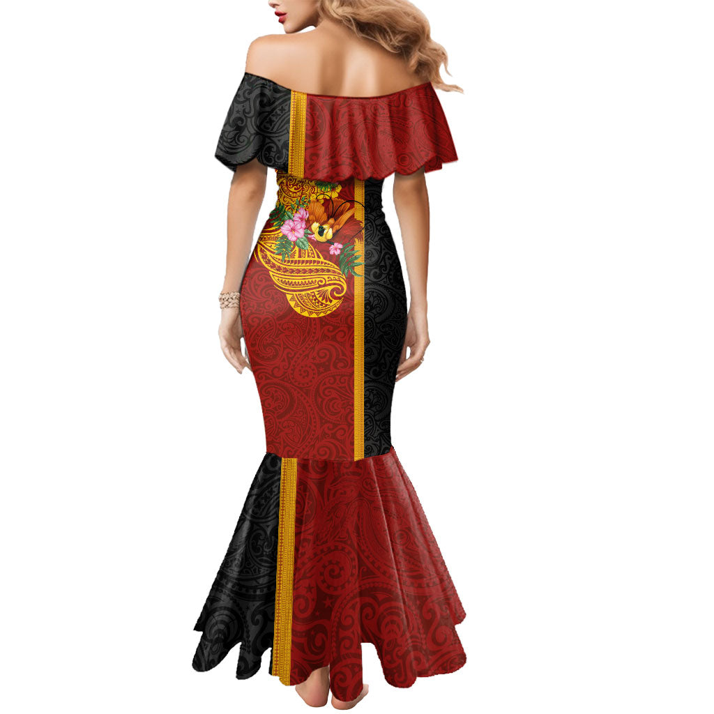 Papua New Guinea Independence Day Mermaid Dress Birds-of-Paradise Melanesian Tattoos Tropical Plants LT03 - Polynesian Pride