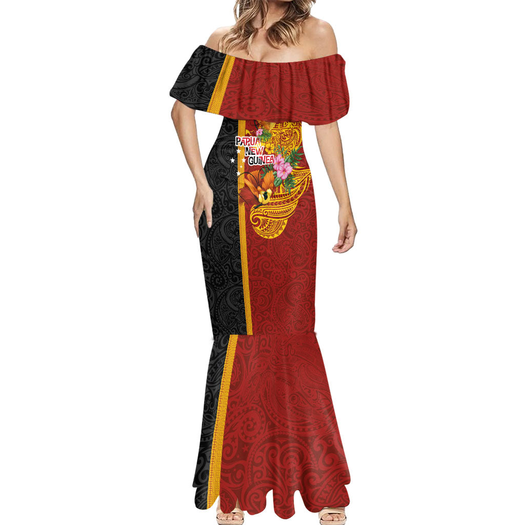 Papua New Guinea Independence Day Mermaid Dress Birds-of-Paradise Melanesian Tattoos Tropical Plants LT03 - Polynesian Pride