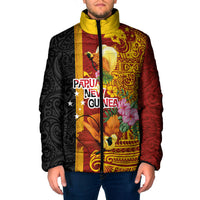 Papua New Guinea Independence Day Padded Jacket Birds-of-Paradise Melanesian Tattoos Tropical Plants LT03 Men Multicolor - Polynesian Pride