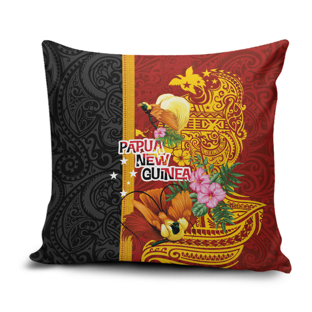 Papua New Guinea Independence Day Pillow Cover Birds-of-Paradise Melanesian Tattoos Tropical Plants LT03 Multicolor - Polynesian Pride