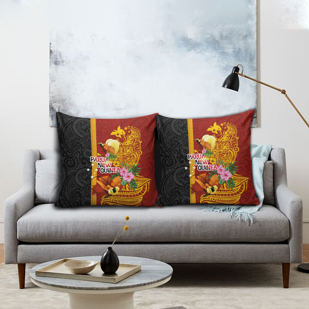 Papua New Guinea Independence Day Pillow Cover Birds-of-Paradise Melanesian Tattoos Tropical Plants LT03 - Polynesian Pride
