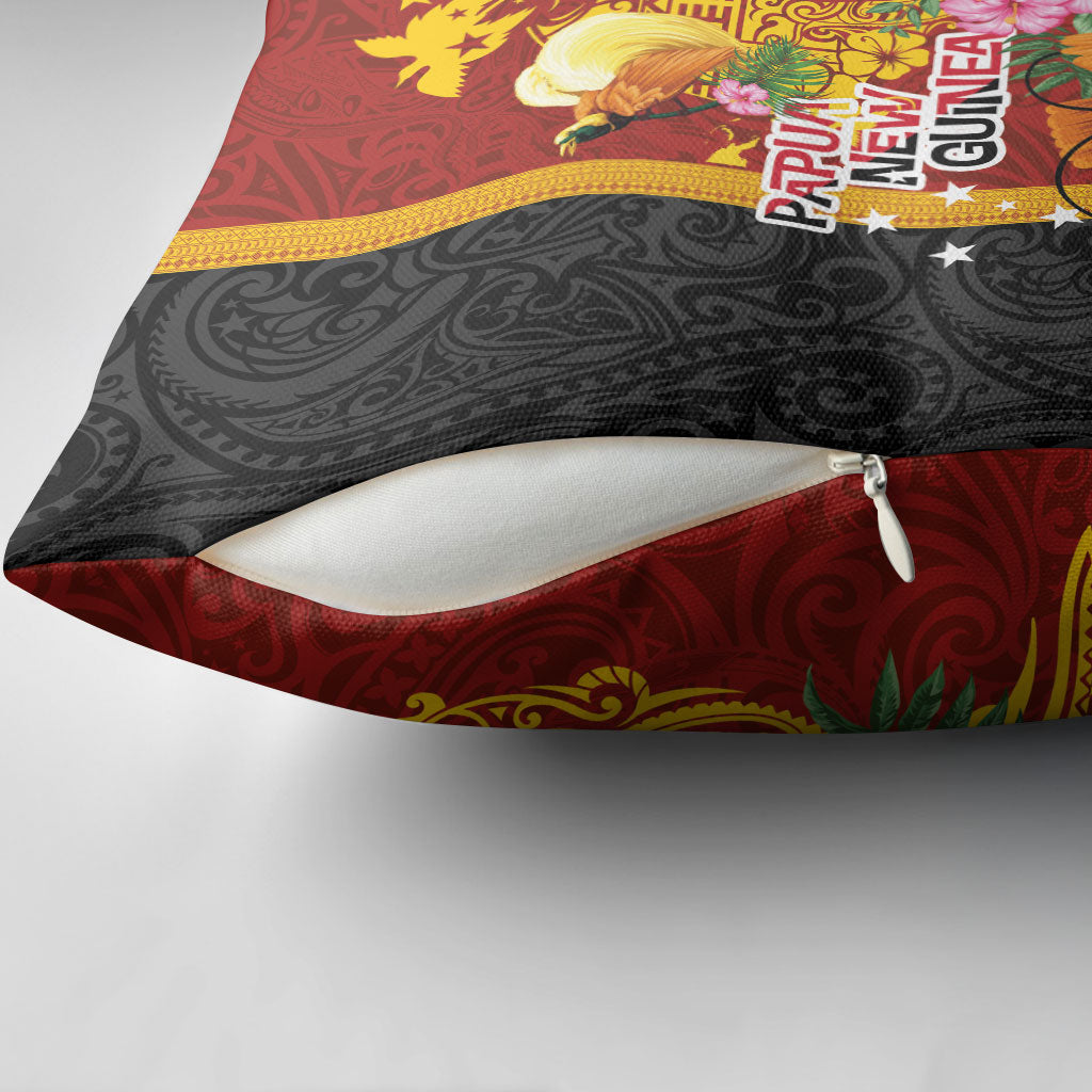 Papua New Guinea Independence Day Pillow Cover Birds-of-Paradise Melanesian Tattoos Tropical Plants LT03 - Polynesian Pride