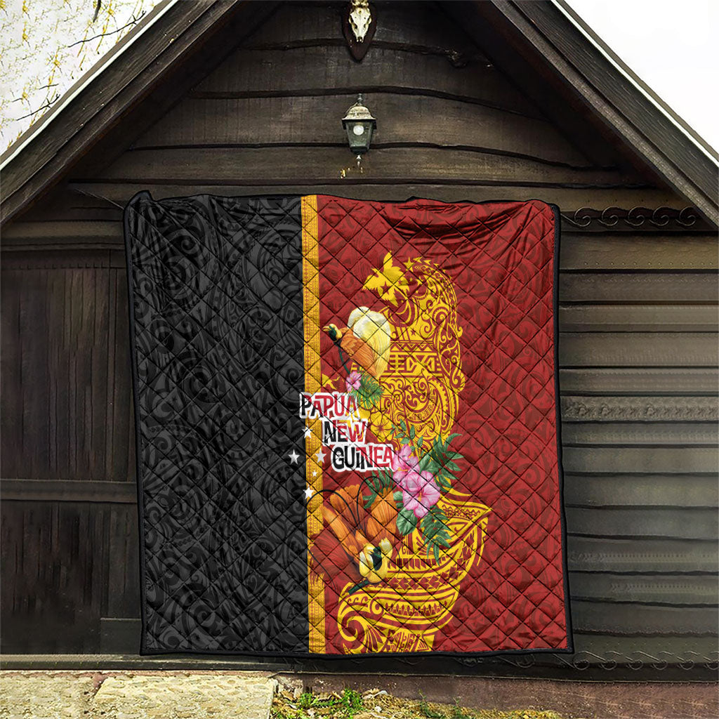 Papua New Guinea Independence Day Quilt Birds-of-Paradise Melanesian Tattoos Tropical Plants LT03 - Polynesian Pride
