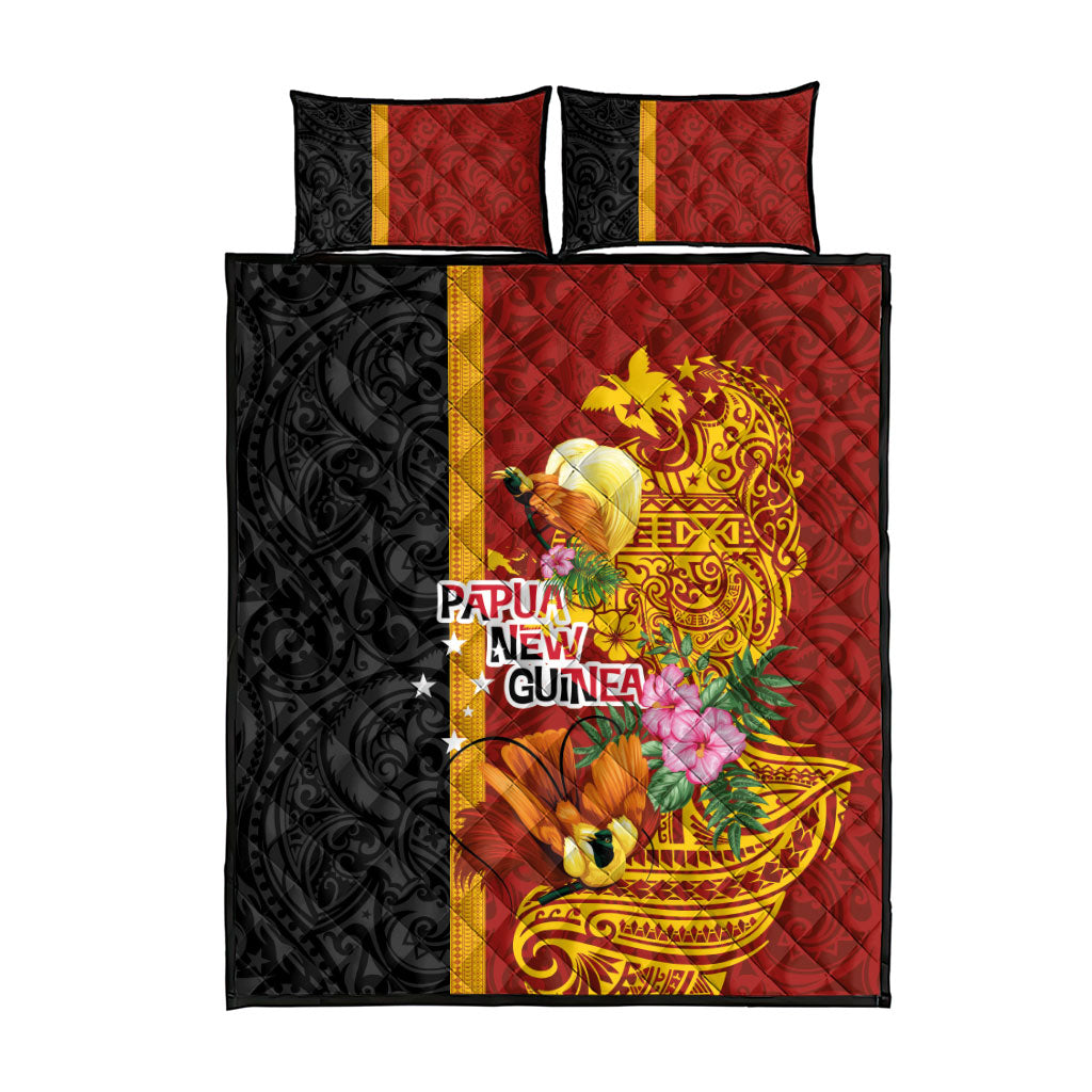 Papua New Guinea Independence Day Quilt Bed Set Birds-of-Paradise Melanesian Tattoos Tropical Plants LT03 - Polynesian Pride