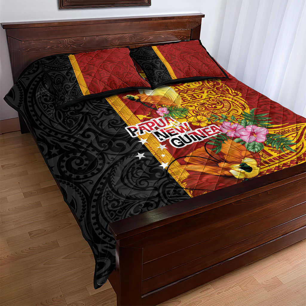 Papua New Guinea Independence Day Quilt Bed Set Birds-of-Paradise Melanesian Tattoos Tropical Plants LT03 - Polynesian Pride