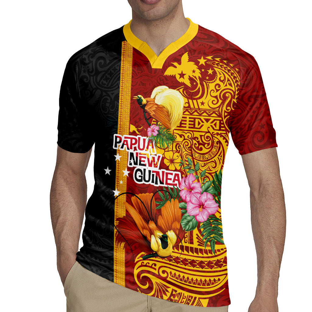 Papua New Guinea Independence Day Rugby Jersey Birds-of-Paradise Melanesian Tattoos Tropical Plants LT03 - Polynesian Pride