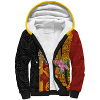 Papua New Guinea Independence Day Sherpa Hoodie Birds-of-Paradise Melanesian Tattoos Tropical Plants LT03 Unisex Multicolor - Polynesian Pride