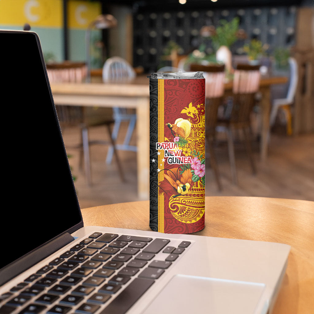 Papua New Guinea Independence Day Skinny Tumbler Birds-of-Paradise Melanesian Tattoos Tropical Plants LT03 - Polynesian Pride