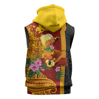 Papua New Guinea Independence Day Sleeveless Hoodie Birds-of-Paradise Melanesian Tattoos Tropical Plants LT03 - Polynesian Pride
