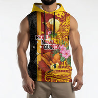 Papua New Guinea Independence Day Sleeveless Hoodie Birds-of-Paradise Melanesian Tattoos Tropical Plants LT03 - Polynesian Pride