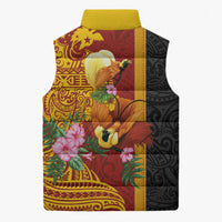 Papua New Guinea Independence Day Sleeveless Puffer Jacket Birds-of-Paradise Melanesian Tattoos Tropical Plants LT03 - Polynesian Pride