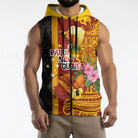 Papua New Guinea Independence Day Sleeveless Zip Hoodie Birds-of-Paradise Melanesian Tattoos Tropical Plants LT03 - Polynesian Pride