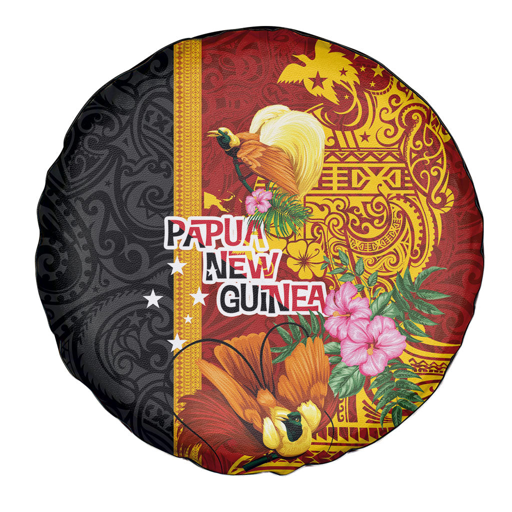 Papua New Guinea Independence Day Spare Tire Cover Birds-of-Paradise Melanesian Tattoos Tropical Plants LT03 - Polynesian Pride