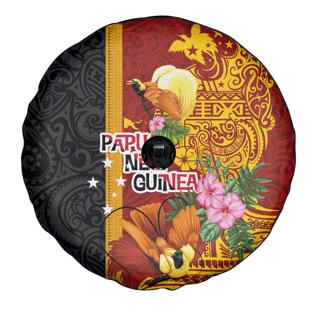 Papua New Guinea Independence Day Spare Tire Cover Birds-of-Paradise Melanesian Tattoos Tropical Plants LT03 - Polynesian Pride