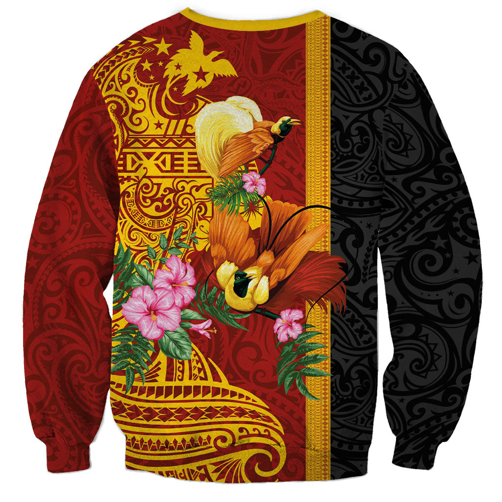Papua New Guinea Independence Day Sweatshirt Birds-of-Paradise Melanesian Tattoos Tropical Plants LT03 - Polynesian Pride
