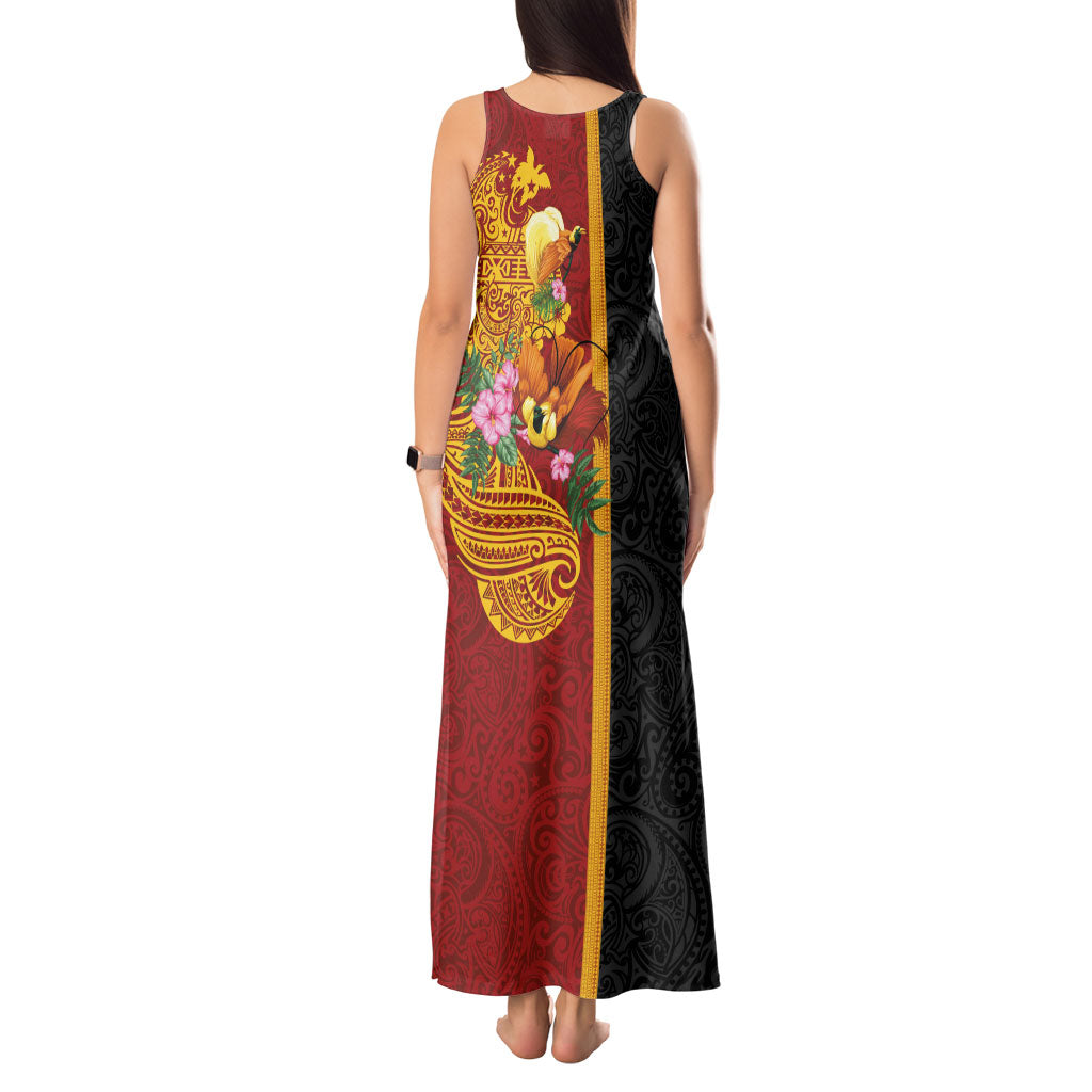 Papua New Guinea Independence Day Tank Maxi Dress Birds-of-Paradise Melanesian Tattoos Tropical Plants LT03 - Polynesian Pride