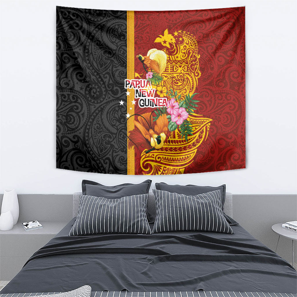 Papua New Guinea Independence Day Tapestry Birds-of-Paradise Melanesian Tattoos Tropical Plants LT03 - Polynesian Pride