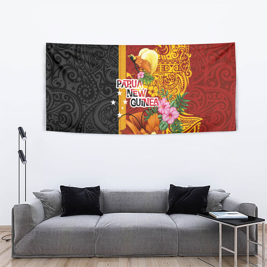 Papua New Guinea Independence Day Tapestry Birds-of-Paradise Melanesian Tattoos Tropical Plants LT03 - Polynesian Pride