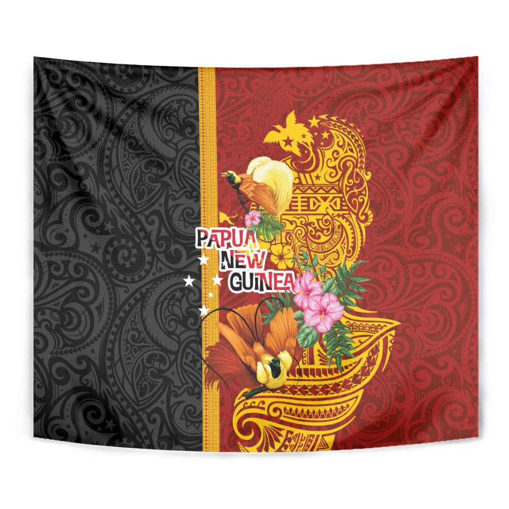 Papua New Guinea Independence Day Tapestry Birds-of-Paradise Melanesian Tattoos Tropical Plants LT03 - Polynesian Pride