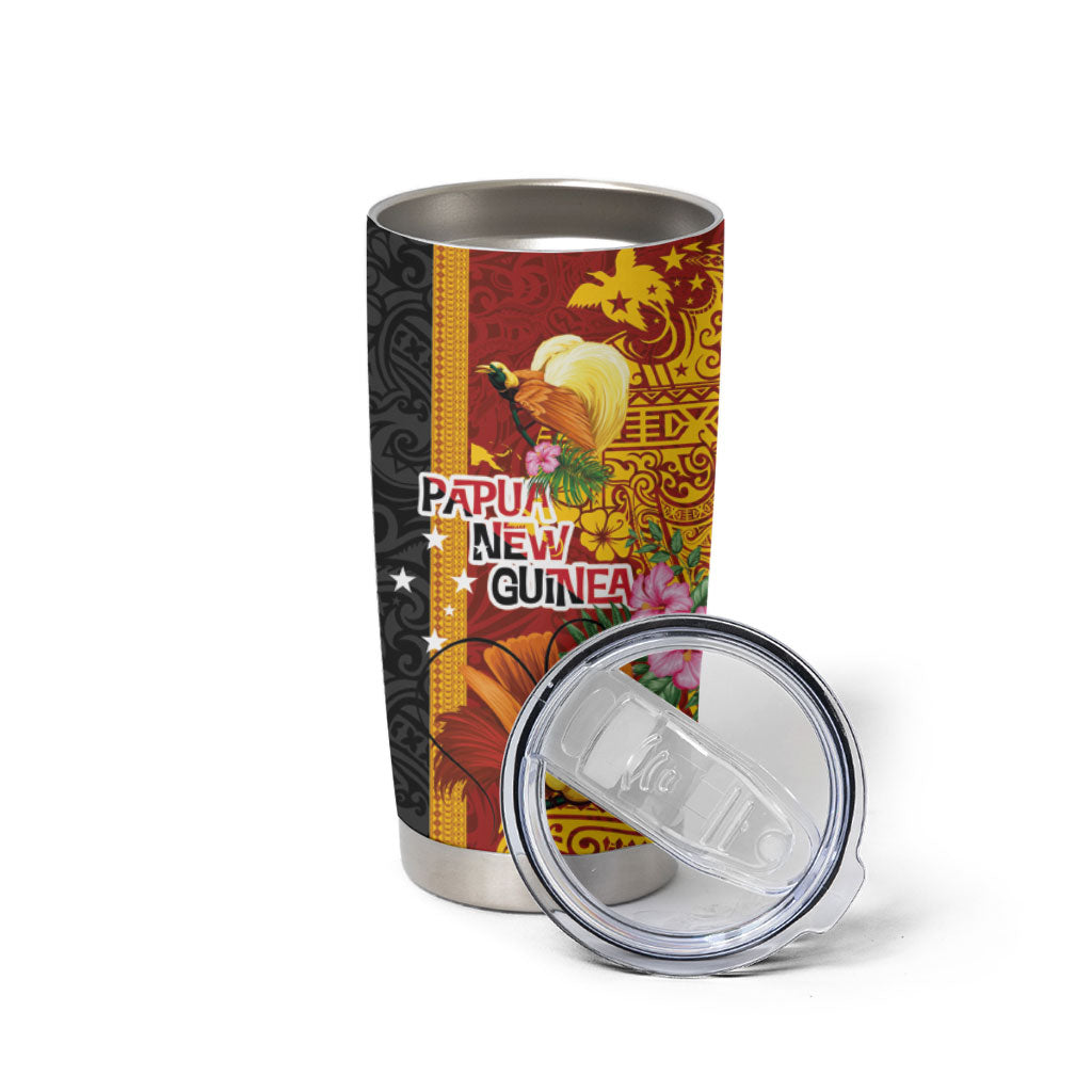Papua New Guinea Independence Day Tumbler Cup Birds-of-Paradise Melanesian Tattoos Tropical Plants LT03 - Polynesian Pride