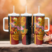 Papua New Guinea Independence Day Tumbler With Handle Birds-of-Paradise Melanesian Tattoos Tropical Plants LT03 - Polynesian Pride