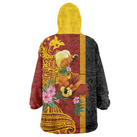Papua New Guinea Independence Day Wearable Blanket Hoodie Birds-of-Paradise Melanesian Tattoos Tropical Plants LT03 - Polynesian Pride